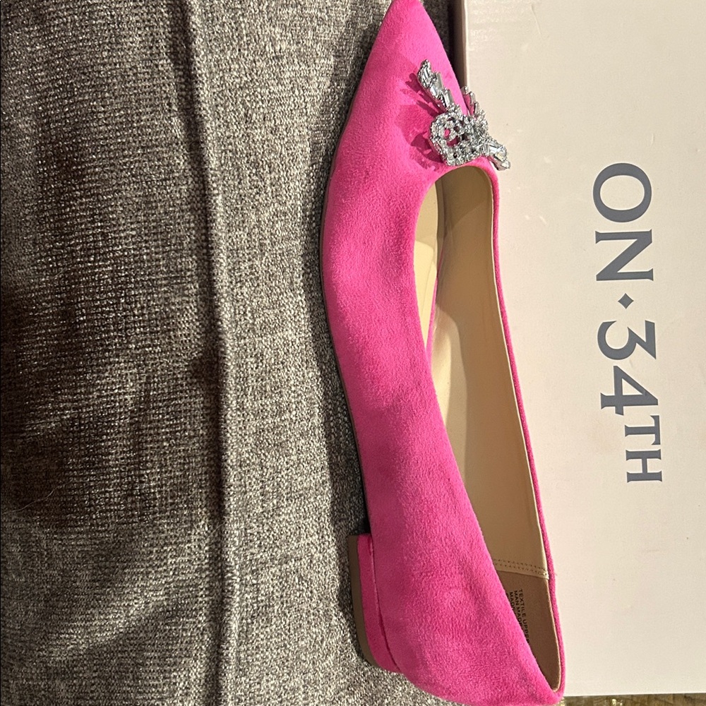 Chic Pink Flats with Crystal Bow - Picture 2 of 7